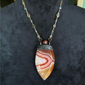 Carnelian Crystal statement pendant necklace big jewelry boho necklace witchy